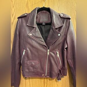 Plum Real Leather Moto Jacket by Amaryllis